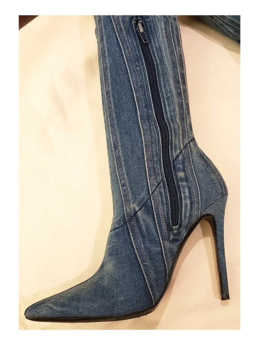 Diesel D-Yucca Over-the-Knee Stretch Denim Boots Size EU 37/US 6-6.5 Blue